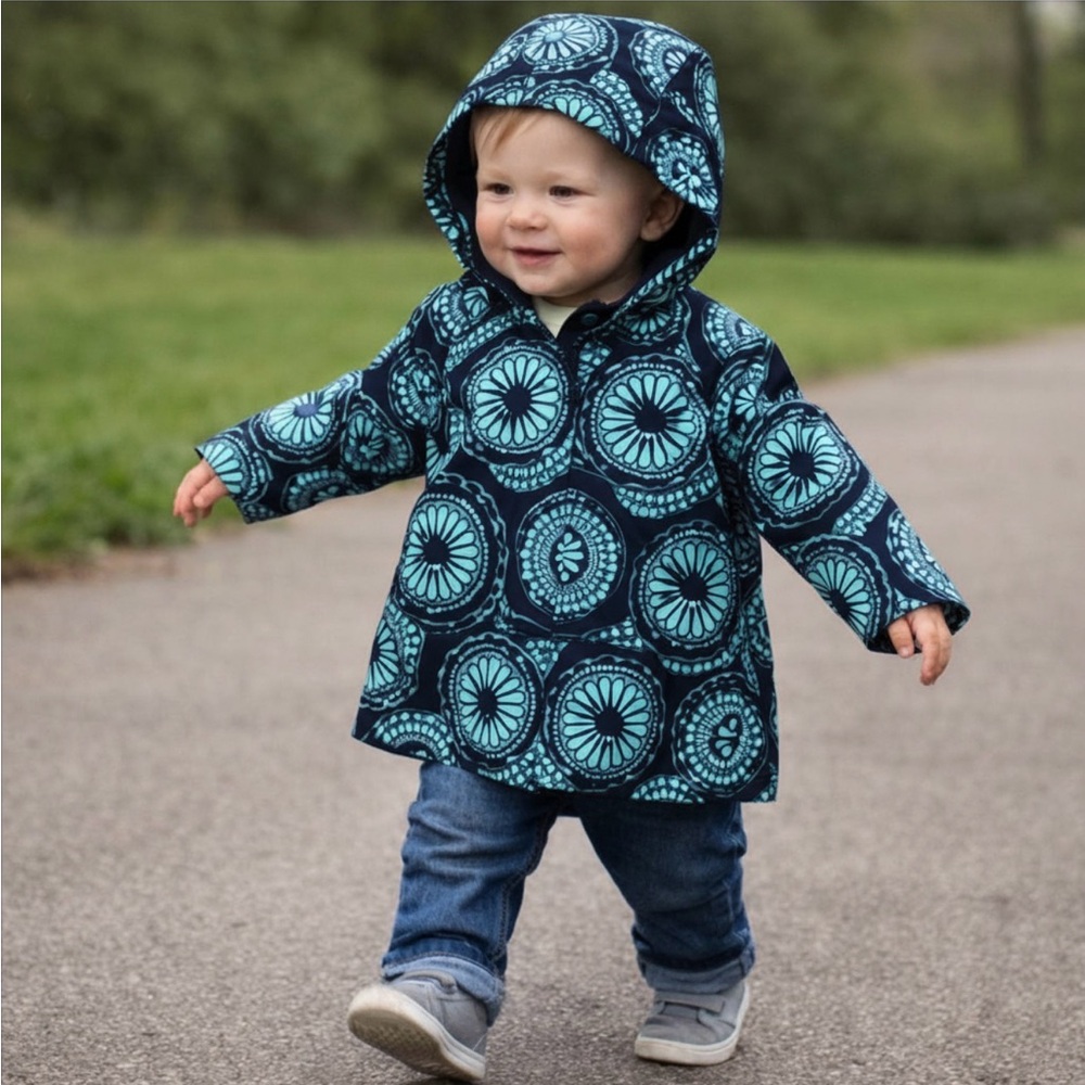 Old Navy Baby  Lined Raincoat, abstract floral print, Size 18-24 months